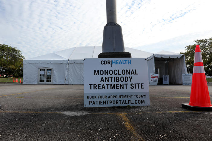 A monoclonal treatment site in Miami is closed on Tuesday after the Food and Drug Administration curbed use of some treatments.