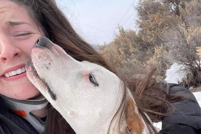 Hanna Poscente took this selfie moments after she found Mia, whom she'd been searching for for weeks.