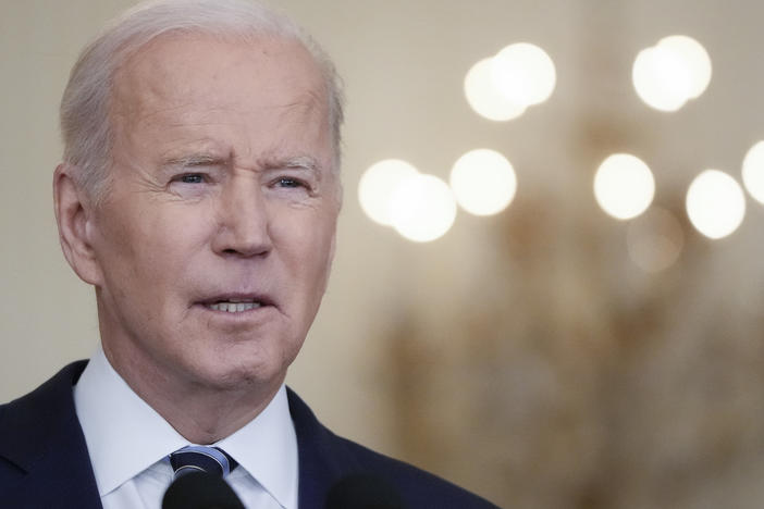 President Biden delivers remarks about Russia's "unprovoked and unjustified" military invasion of Ukraine on Thursday.