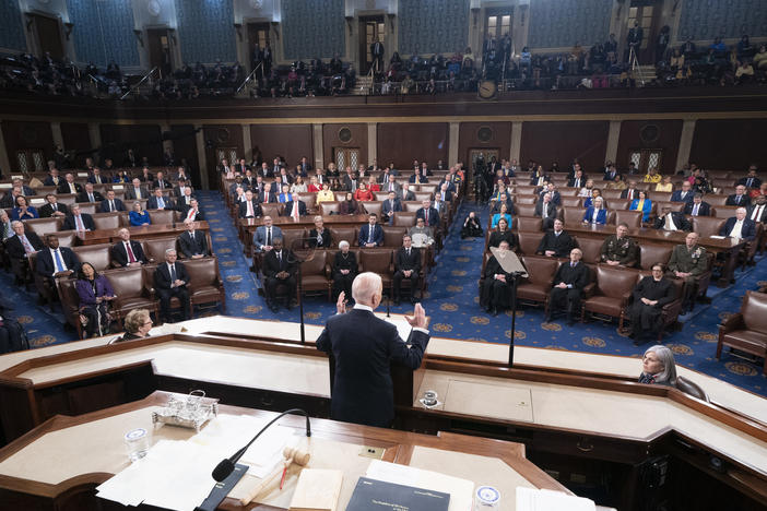 U.S. President Biden delivers the State of the Union address before a joint session of Congress in the U.S. Capitol House Chamber on Tuesday.