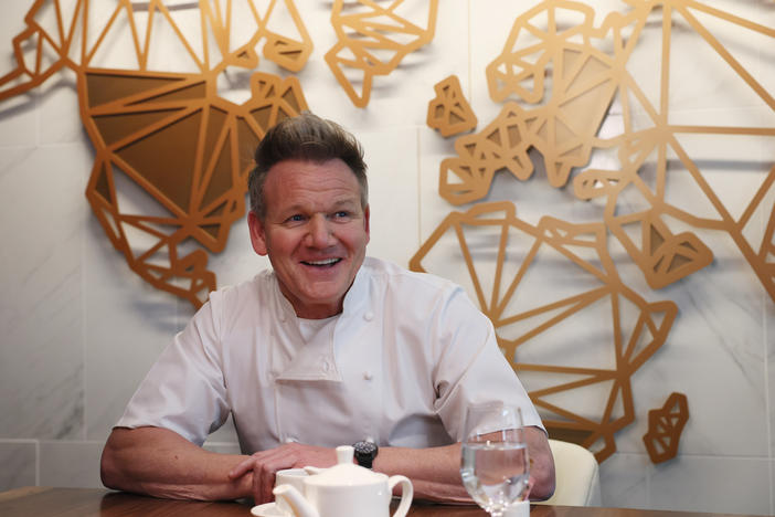 Gordon Ramsay laughs during an interview in Boston on Feb. 7.