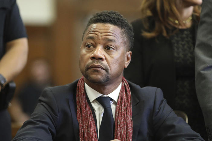 Actor Cuba Gooding Jr. appears in a New York courtroom in 2020. He pleaded guilty Wednesday to one count of forcible touching.
