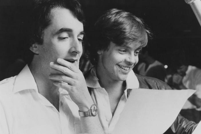 Mark Hamill (right) and Anthony Daniels reprise their roles of Luke Skywalker and C-3PO in the radio adaptation of <em>Star Wars</em>.