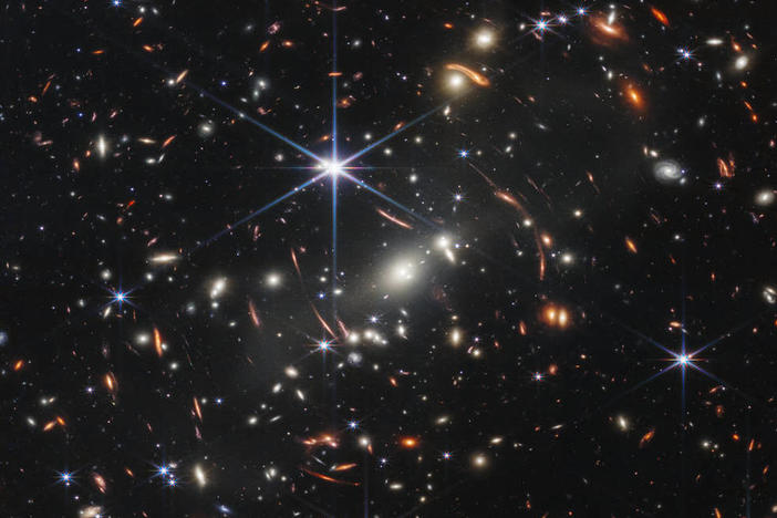 An image of the SMACS 0723 galaxy cluster captured by NASA's James Webb Space Telescope.