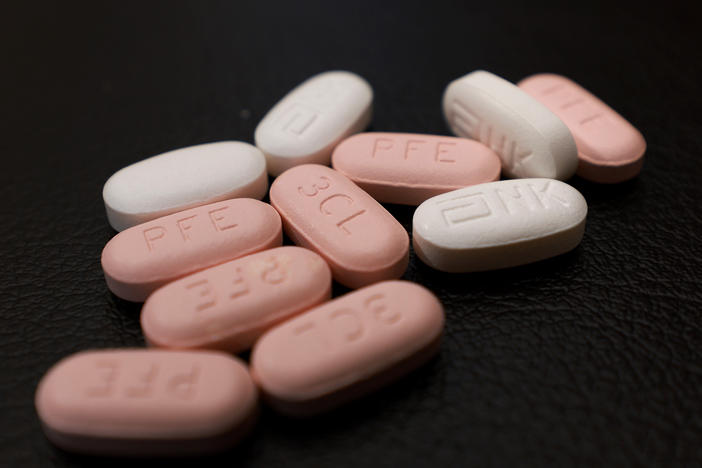 Pfizer's Paxlovid pills are seen on display. The medicine received an emergency use authorization for COVID-19 last December.