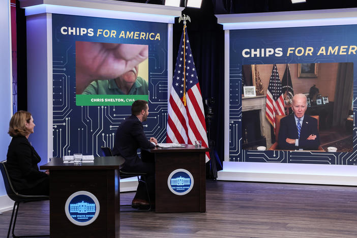 President Biden led a virtual meeting on the Creating Helpful Incentives to Produce Semiconductors (CHIPS) for America Act, on July 25, ahead of the Senate vote.