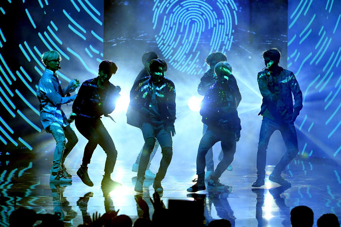Music group BTS, shown here performing at the 2017 American Music Awards, is nominated in the new Favorite K-pop artist category.