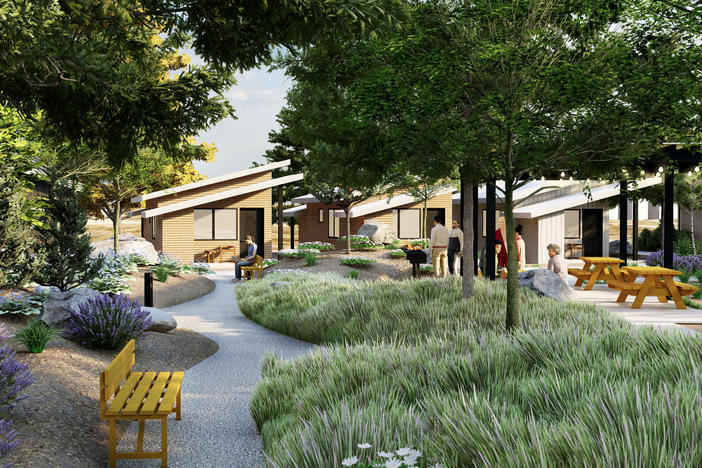 A rendering of The Other Side Village, which will initially have 60 cottage-style homes, but the team behind the project hopes to eventually expand to 430 houses.