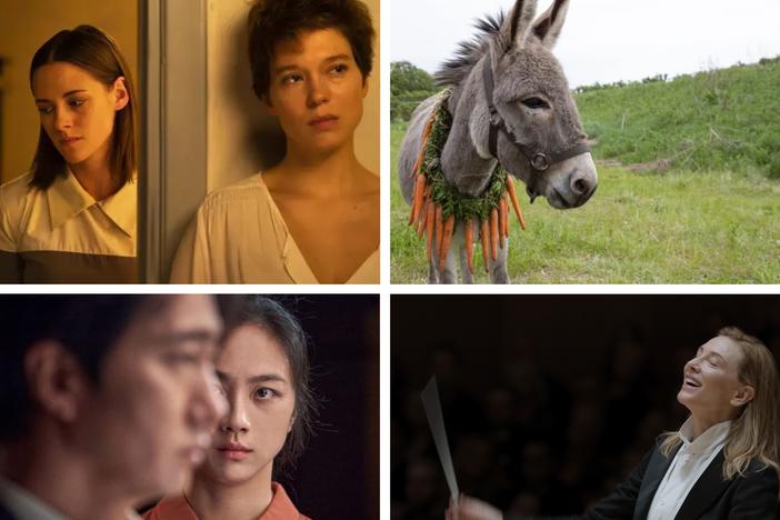 Critic Justin Chang's picks for the best movies of 2022 include (clockwise, from top left): <em>The Eternal Daughter,</em> <em>Crimes of the Future,</em> <em>EO,</em> <em>Tár,</em> <em>Decision to Leave</em> and <em>No Bears. </em>