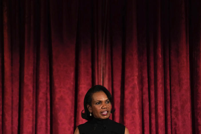 Former Secretary of State Condoleezza Rice - pictured here at a reception of the American Academy in Berlin - has called for "urgency" in sending weapons and financial aid to Ukraine.