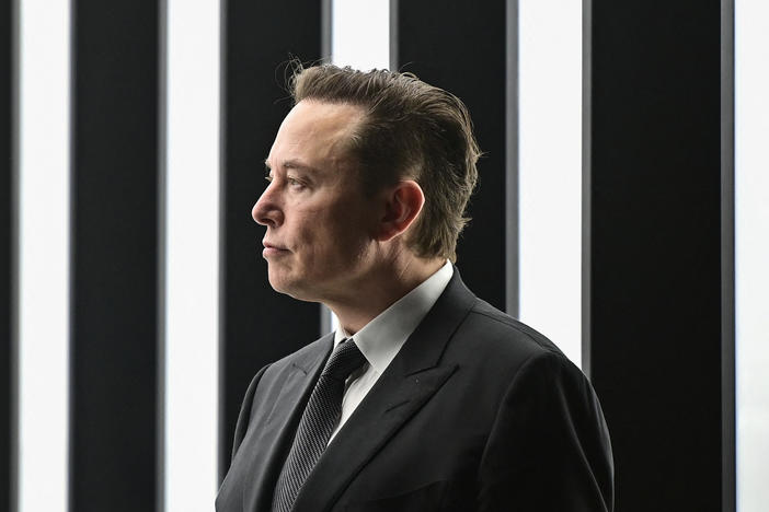 Tesla CEO Elon Musk is pictured as he attends the start of production at Tesla's "Gigafactory" in Gruenheide, southeast of Berlin in Germany. on March 22, 2022. Tesla held an investor day on Wednesday. It did not reveal a new vehicle, but it unveiled some of its big-picture ideas on climate change.