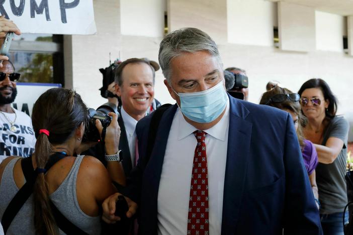 Jim Trusty, one of the lawyers representing the former president in the probe over handling of government records after leaving office, leaves the Paul G. Rogers Federal Building and Courthouse in West Palm Beach, Florida, on September 1, 2022.