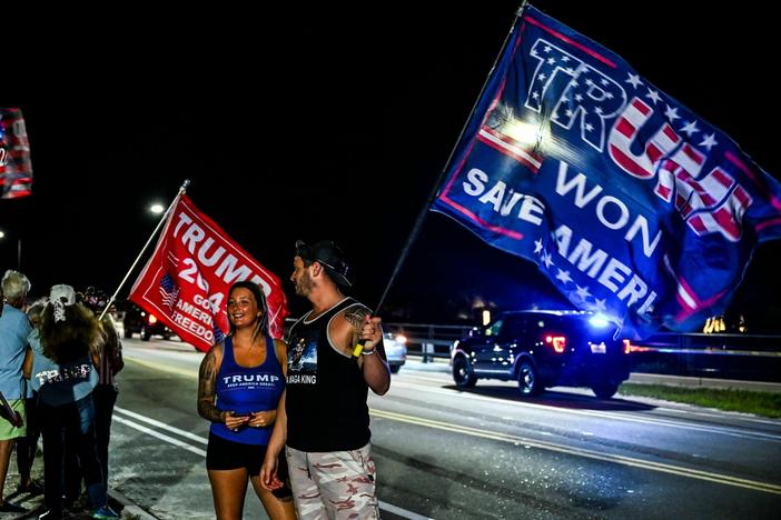 Supporters of former US President Donald Trump protest near the Mar-a-Lago Club in Palm Beach, Florida, on March 30, 2023.