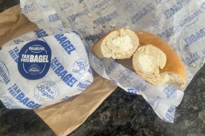 The tax free bagel from H&H Bagels injects the cream cheese inside of the bagel to avoid New York's 8% Sandwich Tax