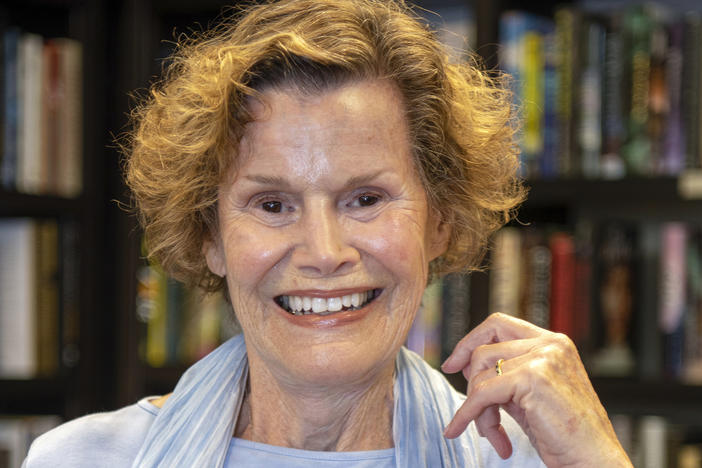 Writer Judy Blume poses for a portrait at Books and Books, her non-profit bookstore in Key West, Fla., on March 26.