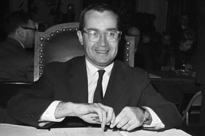 Newton Minow, as chairman of the Federal Communications Commission, appears before the House Antitrust Subcommittee which was probing newspaper competition, in 1963, in Washington, D.C. Minow died on Saturday.