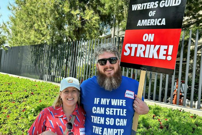 Showrunners Stacy Traub and Hunter Covington met during the writers' strike in 2007. They're back on the picket lines now.