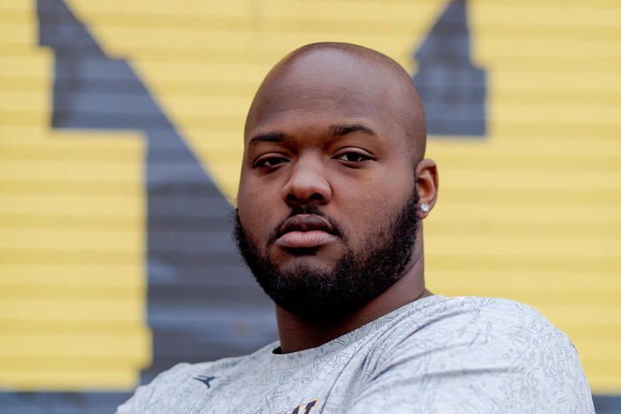 Football player Myles Hinton used the NCAA's college transfer portal to transfer from Stanford University to the University of Michigan in his effort to seek a path from college to the NFL.