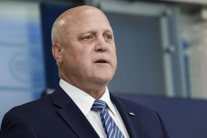 Mitch Landrieu, speaking at the White House in May, is President Biden's point man on infrastructure.