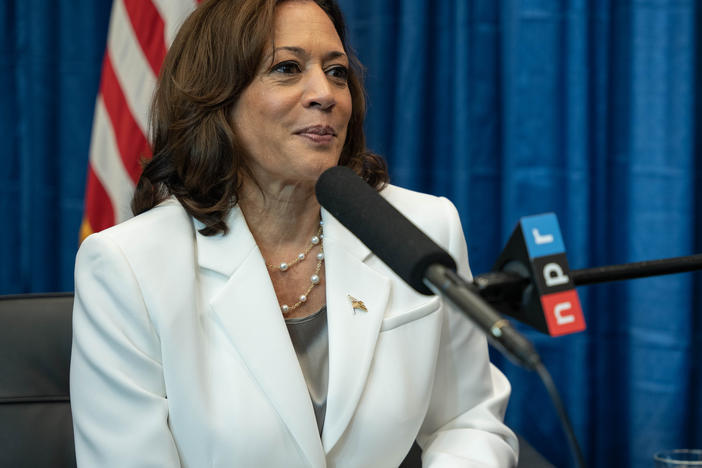 Vice President Kamala Harris sits with NPR's Michel Martin for a discussion on the Black Maternal Healthcare Crisis during Essence Festival in New Orleans, LA on June 30, 2023.