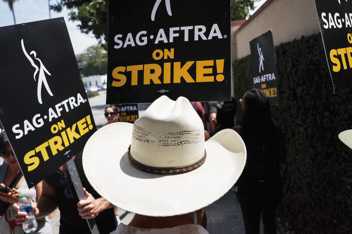 An image from Day 5 of the strikes in Burbank, California.