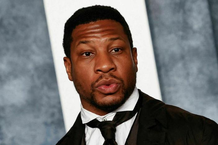 Jonathan Majors, pictured at the Vanity Fair Oscars Party in Beverly Hills, Calif., on March 12, 2023.