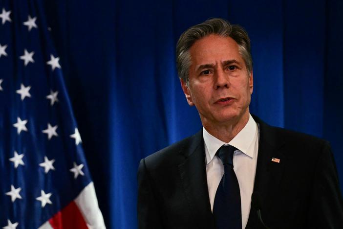 U.S. Secretary of State Antony Blinken speaks during a press conference at the Beijing American Center of the US Embassy in Beijing on June 19.