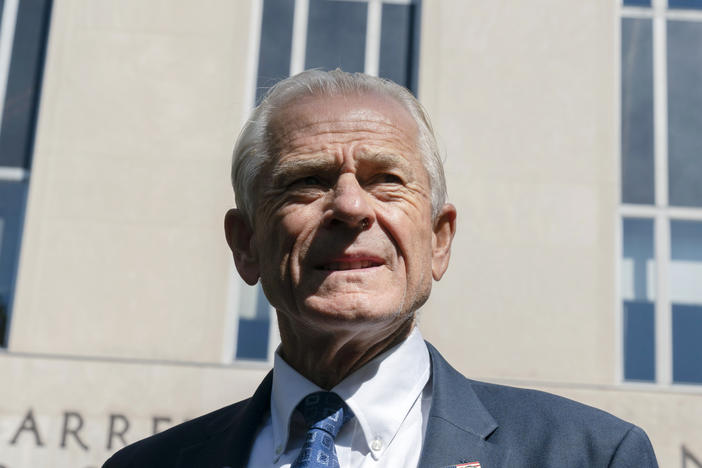 Former White House trade adviser Peter Navarro outside the federal court in Washington, D.C., on Aug. 31. Navarro was found guilty on two counts of criminal contempt for defying a subpoena from the House Select Committee investigating the Jan. 6 Attack on the Capitol.