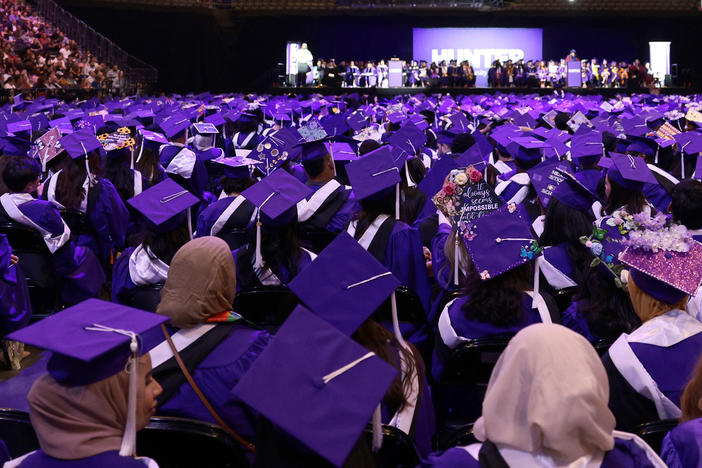 Hunter College's class of 2023 gathered for their commencement ceremony on May 30 in New York City. Many of these graduates are due to make their first student loan payments in the coming weeks.