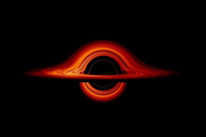 A visualization of the accretion disk around a black hole.