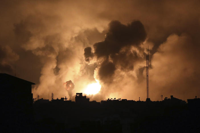 Explosions caused by Israeli airstrikes in the northern Gaza Strip, on Friday.