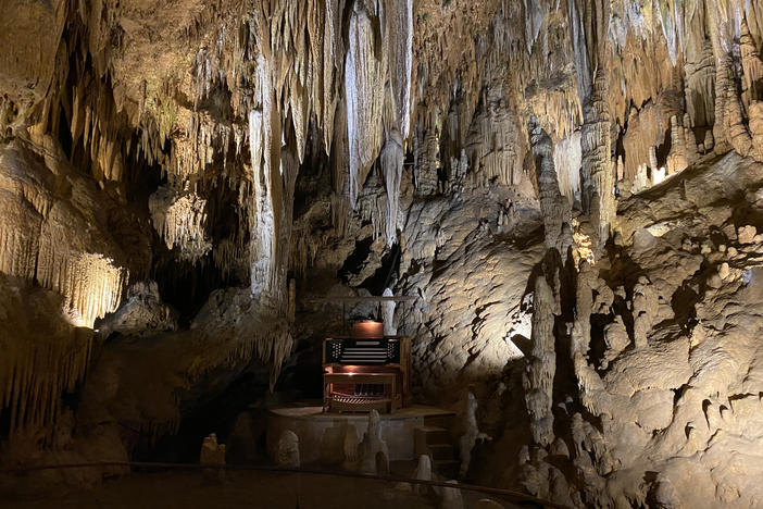 The Great Stalacpipe Organ spans 3.5 acres of the cave and is considered the world's largest musical instrument. The name is a combination of the words <em>stalactite</em> and <em>pipe organ</em> but in actuality, it is a percussion instrument.
