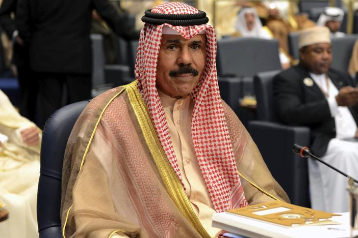 Kuwait's then-Crown Prince Sheik Nawaf Al Ahmad Al Jaber Al Sabah attends the closing session of the 25th Arab Summit in Bayan Palace in Kuwait City, on March 26, 2014. Kuwait's ruling emir has died, state television reported Saturday.