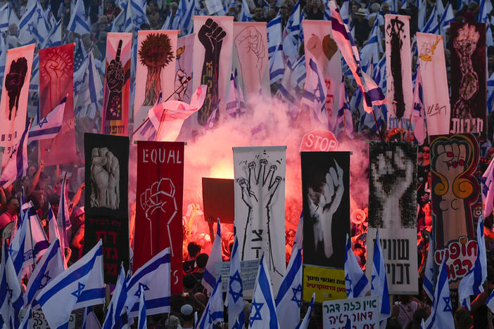 Israelis protested against plans by Prime Minister Benjamin Netanyahu's government to overhaul the judicial system and in support of the Supreme Court in Jerusalem on Monday, Sept. 11, 2023.