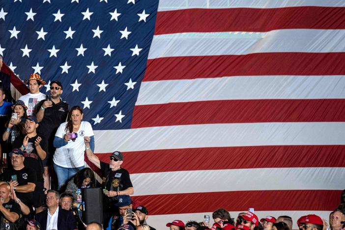 Former President and 2024 Republican presidential hopeful Donald Trump's supporters attend a rally at Ted Hendricks Stadium in Hialeah, Fla., on Nov. 8, 2023.
