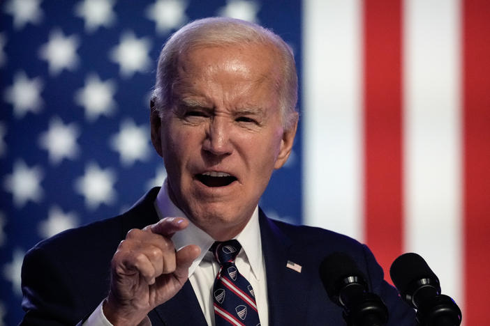 President Biden speaks during a campaign event in Blue Bell, Pa. — his first campaign speech of 2024 — where he made a point of calling former President Donald Trump a "loser."