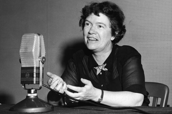 American cultural anthropologist Margaret Mead sits for an interview in 1952.