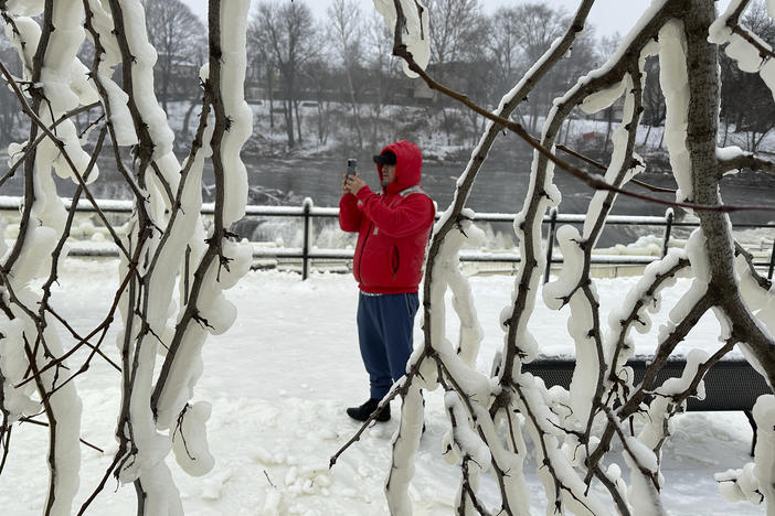 Mist from the Great Falls has created a frozen wonderland around the waterfalls in Paterson, N.J., on Thursday.
