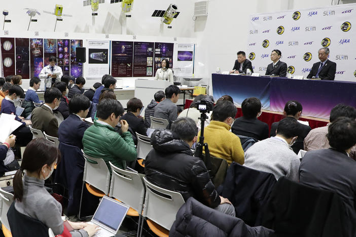 The Japan Aerospace Exploration Agency (JAXA) shut down its moon lander days after its historic arrival due to power concerns. Here, JAXA's leaders brief the media about the successful moon mission, and a problem with the lander's solar cell Friday.