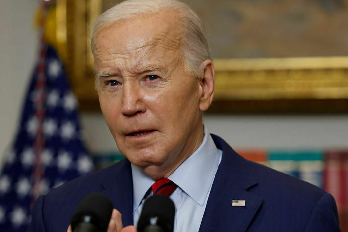 President Biden is seen at the White House on May 2. In an interview with CNN on Wednesday, Biden said he would halt some weapons shipments to Israel if Prime Minister Benjamin Netanyahu ordered a full invasion of Rafah.