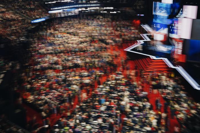 A photo of the floor of the Republican National Convention. 