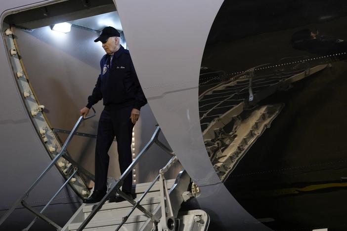 President Biden steps off Air Force One at Dover Air Force Base in Delaware on July 17 as a case of COVID forced him off the campaign trail.
