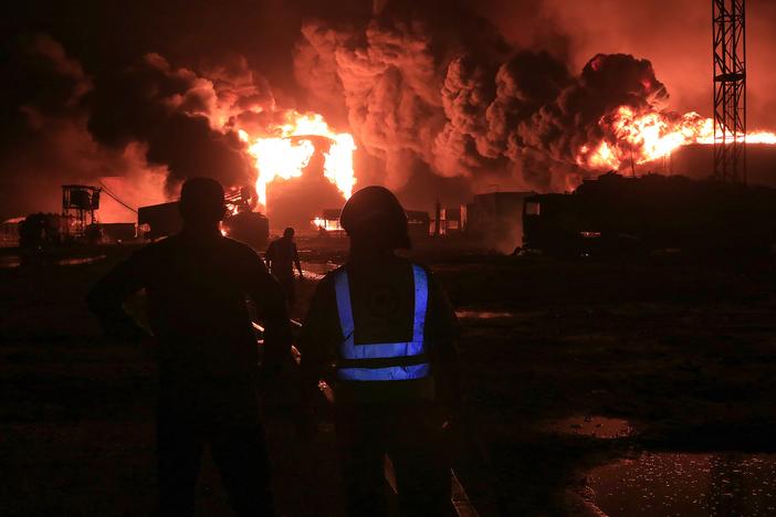An Israeli airstrike ignited a huge fire at an oil storage facility at Yemen's Red Sea port of Hodeidah on Saturday. Israel said the attack was in response to a drone strike by the Houthi militia that killed an Israeli man in Tel Aviv on Friday.