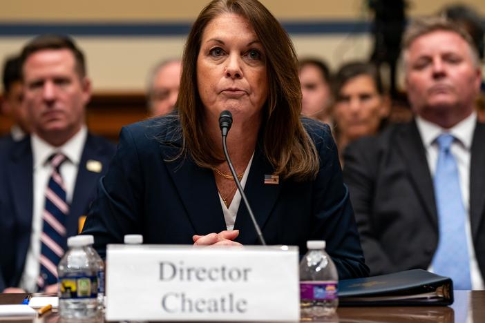 Secret Service Director Kimberly Cheatle testifies before the House Oversight and Accountability Committee during a hearing on Monday. Cheatle resigned her position the next day. 