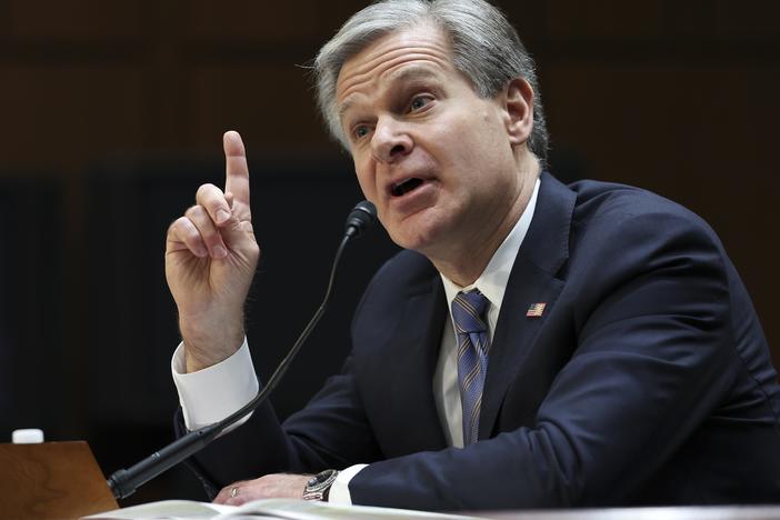 Federal Bureau of Investigation Director Christopher Wray, seen here in December 2023, on Wednesday gave lawmakers an update on the investigation into the July 13 assassination attempt against former President Donald Trump.
