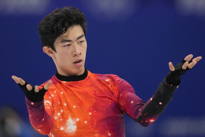 Nathan Chen competes in the men's free skate program during the figure skating event at the 2022 Winter Olympics, Thursday, Feb. 10, 2022, in Beijing. The U.S. team will finally be awarded its long-delayed gold medal at a ceremony on Paris.