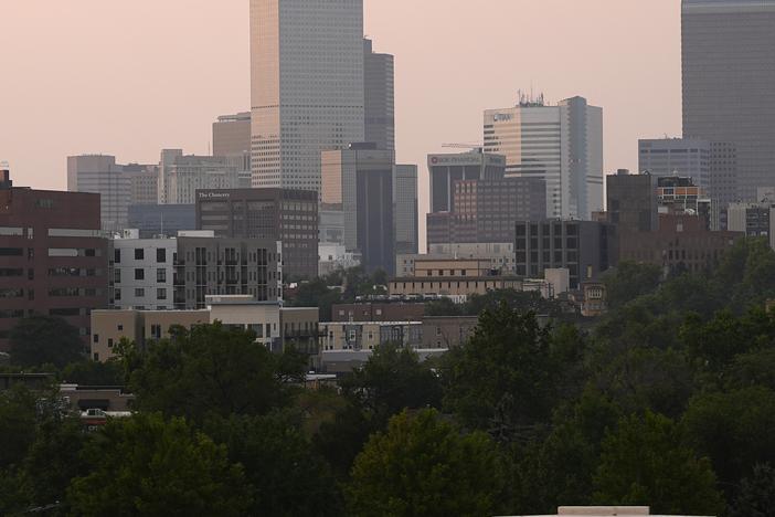 Air quality in Denver was badly affected by wildfire smoke from blazes in Oregon and provinces of western Canada on July 24, 2024. 
