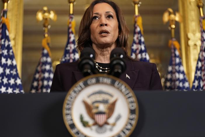 Vice President Harris speaks following a meeting with Israeli Prime Minister Benjamin Netanyahu at the Eisenhower Executive Office Building on the White House complex in Washington on Thursday.