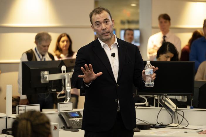 Will Lewis, shown here in <em>The Washington Post </em>newsroom, was a top executive for Rupert Murdoch's British publishing wing 13 years ago. He is accused of deceiving police about why the company destroyed evidence during an investigation of phone hacking by Murdoch's papers.