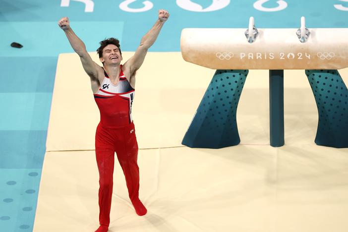 The U.S. gymnast Stephen Nedoroscik won the bronze medal in Saturday's pommel horse final at the Olympic Games in Paris. 